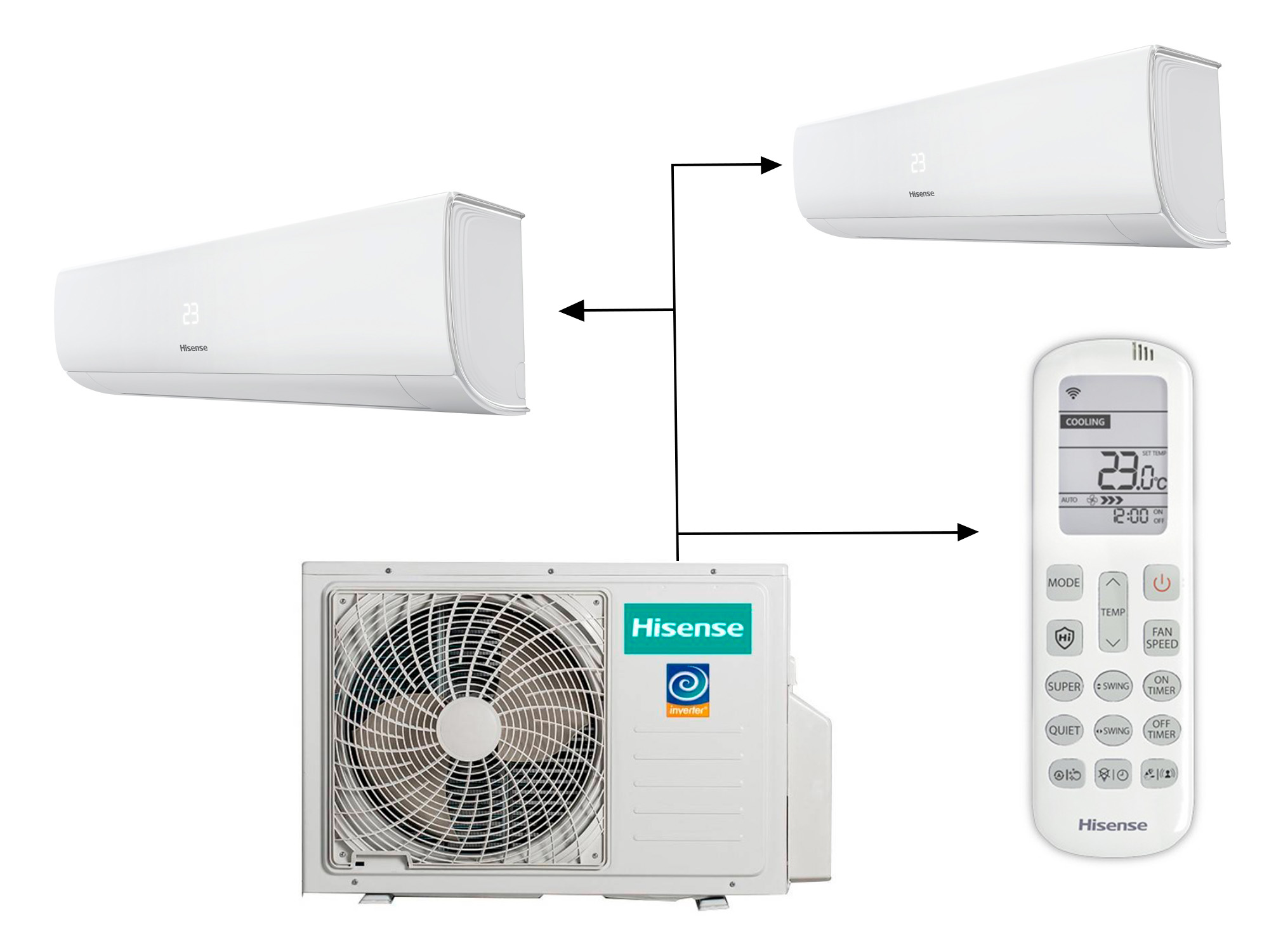 Hisense AMW2-14U4RGC LP +  AMS-07UW4RMRKB00 * 2 шт (для длинных трасс) 